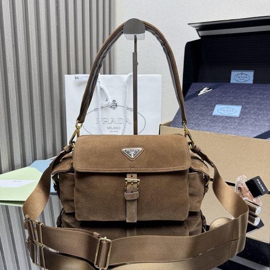 Prada Suede Messenger Bag With Detachable Straps 1BD394