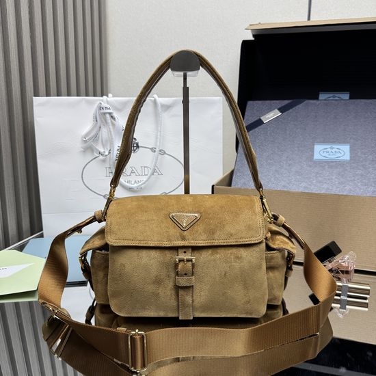 Prada Suede Messenger Bag With Detachable Straps 1BD394