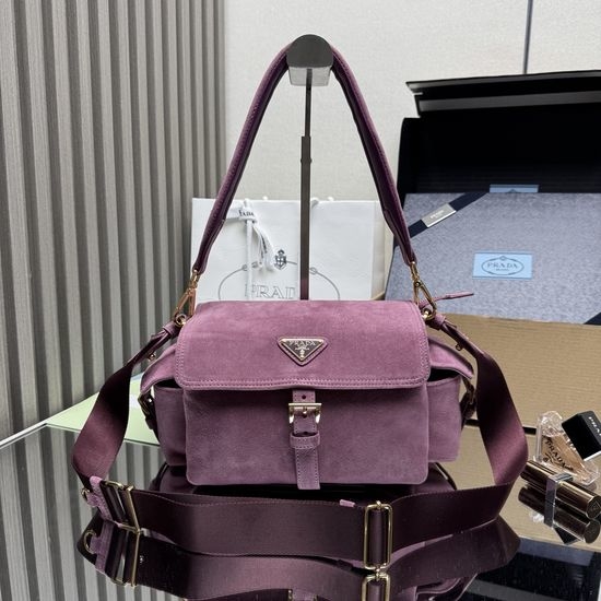 Prada Suede Messenger Bag With Detachable Straps 1BD394