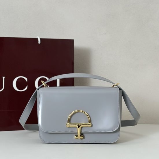 Gucci Smooth Leather Bag Light Gray 846705