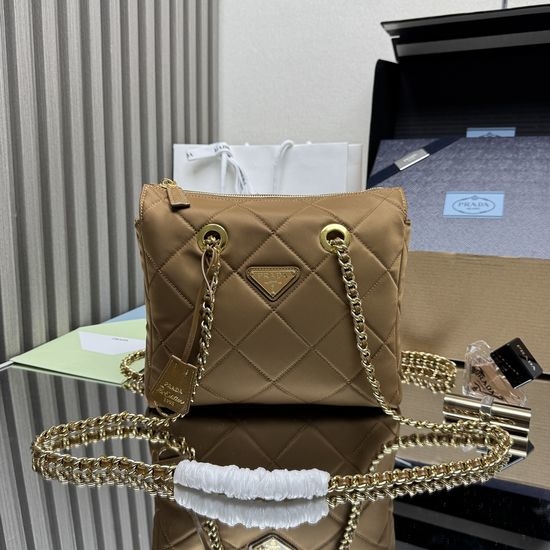 Prada Vintage Chain Shoulder Bag Black Gold 12348