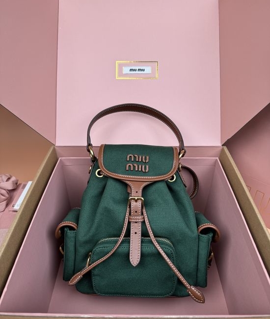 Miu Miu Canvas and Leather Backpack 5BZ043