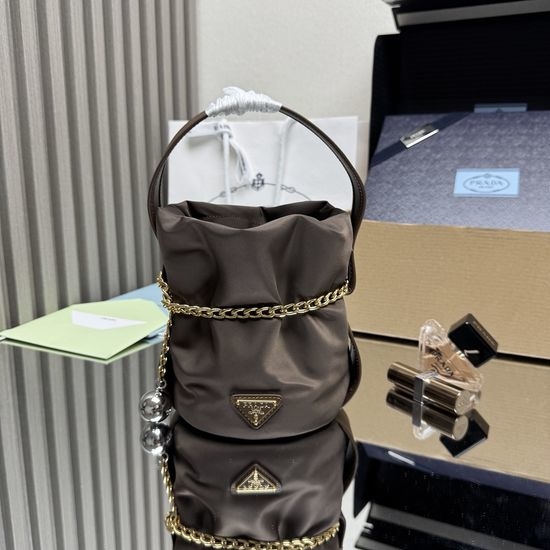 Prada 1BE088 Fashionable Nylon Leather Bucket Bag