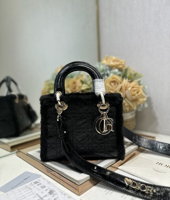 Christian Dior CD Lady Christian Dior CD Black Suede Handbag 0538