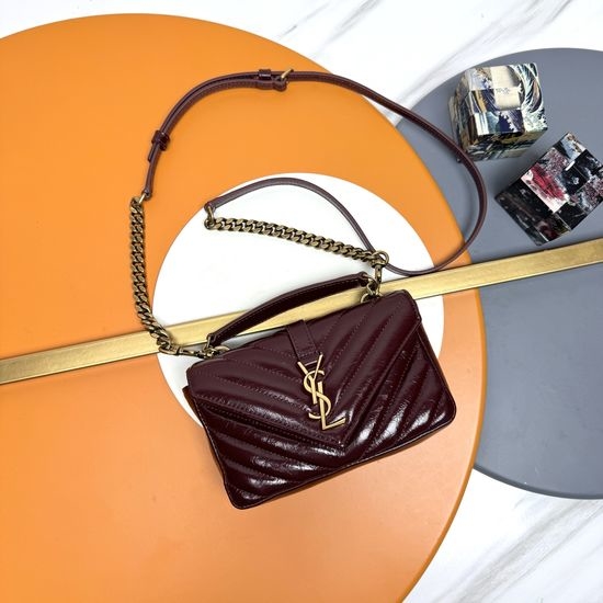 Yves Saint Laurent YSL College Patent Cracked Mini Messenger Bag 779430