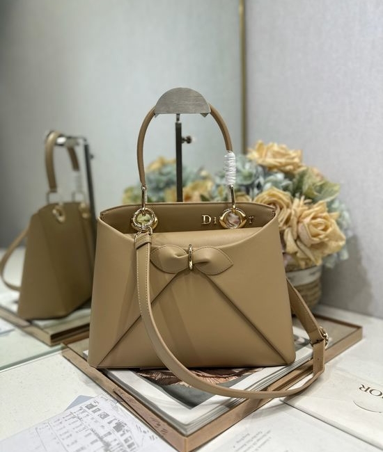 Christian Dior CD Bow Handbag Elegant Top Handle Bag 0737