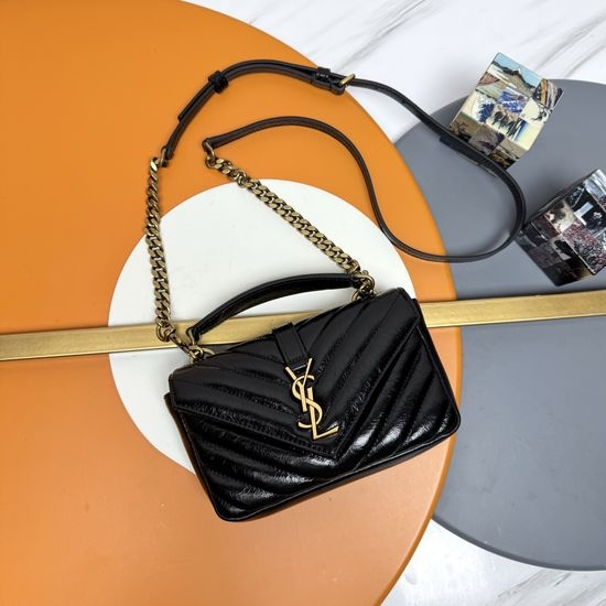 Yves Saint Laurent YSL College Patent Cracked Mini Messenger Bag 779430