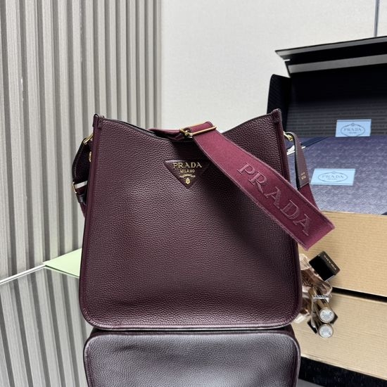 Prada Leather Triangle Logo Tote Shoulder Bag 1BC073