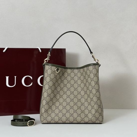Gucci Leather Tote Bag Coffee Green 815103