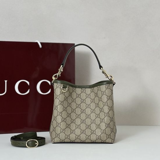 Gucci Coffee Green Leather Handbag 815118
