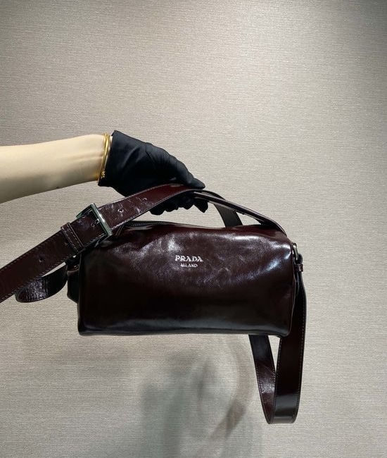 Prada Boston Waxed Leather Small Handbag 2VH188