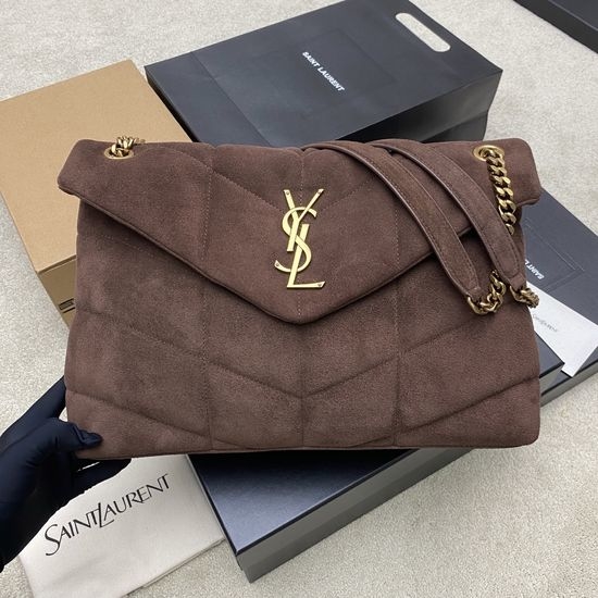 Yves Saint Laurent YSL Quilted Suede Coffee Bag 577475