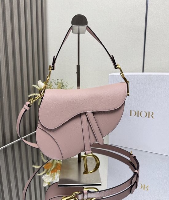 Christian Dior CD Saddle Bag Vintage Pink Leather 11906