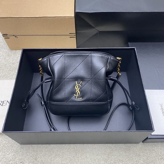 Yves Saint Laurent YSL Black Sheepskin Crossbody Mini Fortune Bag 859174