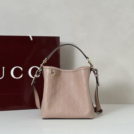Gucci Apricot Pink Embossed Leather Bag 815118
