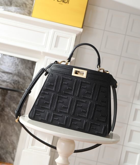 Fendi Peekaboo ISeeU Woven Logo Black 1305