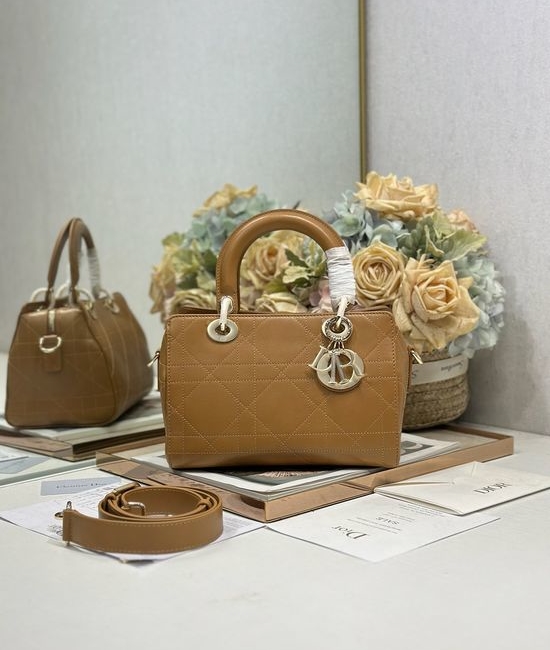 Christian Dior CD Lady Christian Dior CD Small Apricot Leather Bag 1440