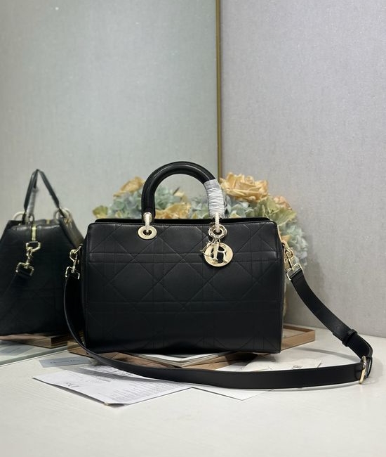 Christian Dior CD LADY Christian Dior CD Black Grained Handbag 1441