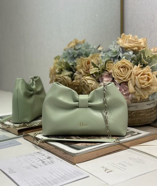 Christian Dior CD LAMBSKIN Avocado Green Chain Bag 0714