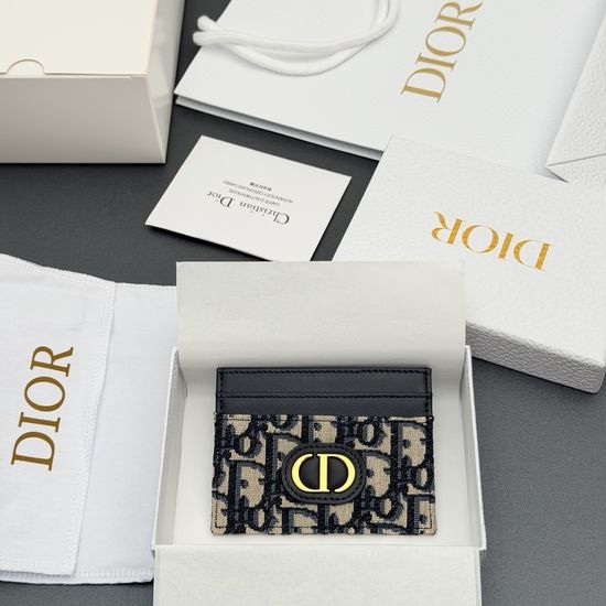 Christian Dior CD 30 Montaigne Freesia Card Holder Jacquard Blue S2152