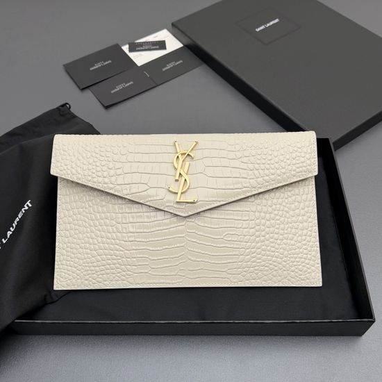 Yves Saint Laurent YSL UPTOWN Croc-Embossed Clutch Bag 565739