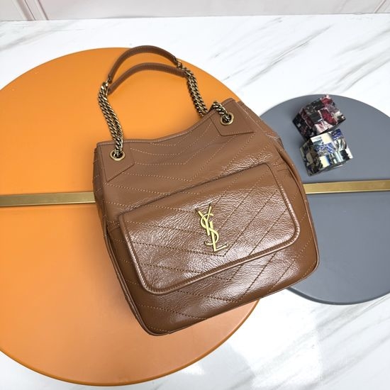 Yves Saint Laurent YSL Niki Waxed Leather Shopping Bag 862295