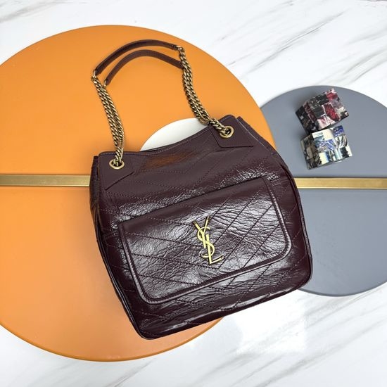 Yves Saint Laurent YSL Niki Waxed Leather Shopping Bag 862295
