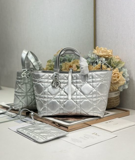 Christian Dior CD Toujours Silver Leather Bag 1188