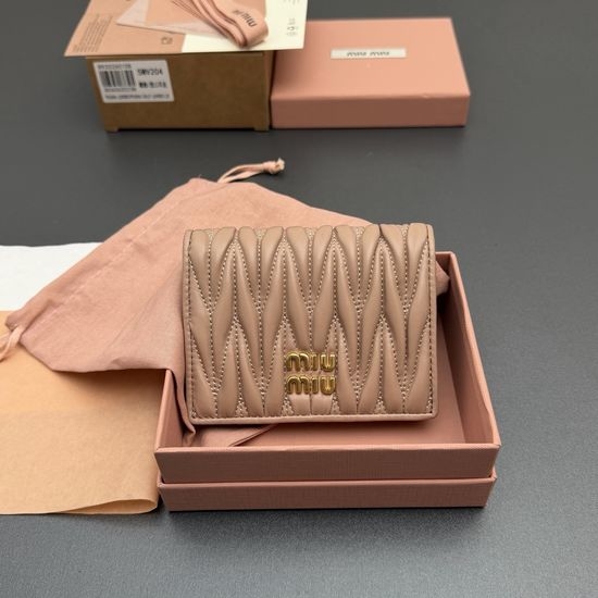 Miu Miu Matelasse Lambskin Small Wallet Nude Pink 5MV204