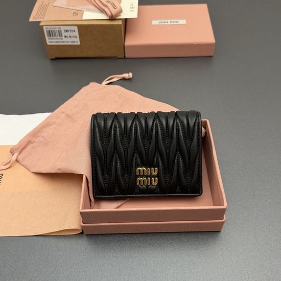 Miu Miu Matelasse Lambskin Small Wallet Black 5MV204