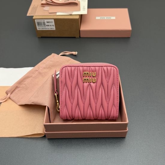 Miu Miu Matelasse Short Zip Leather Wallet 5MO522