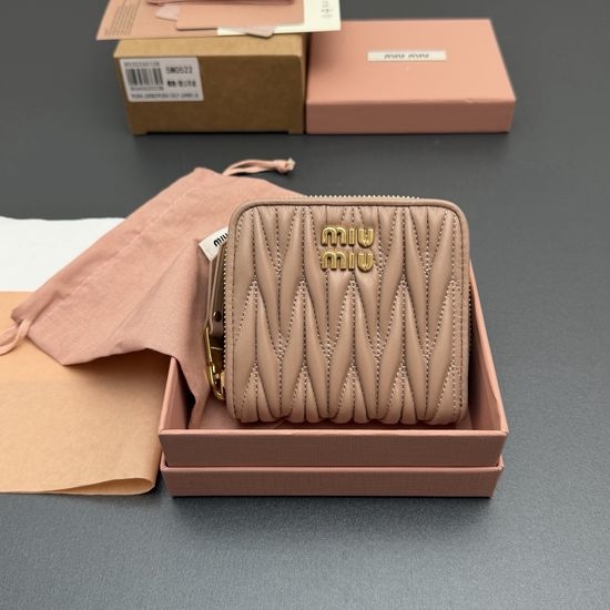 Miu Miu Matelasse Sheep Leather Short Zip Wallet 5MO522