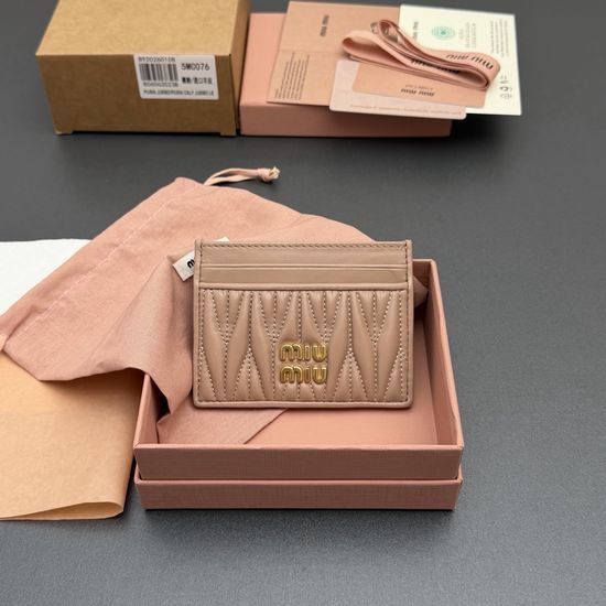 Miu Miu Matelasse Leather Card Case 5MC076 Light Pink