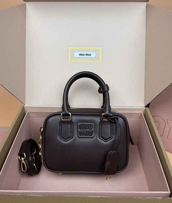 Miu Miu Arcadie Leather Bowling Handbag 5BB123