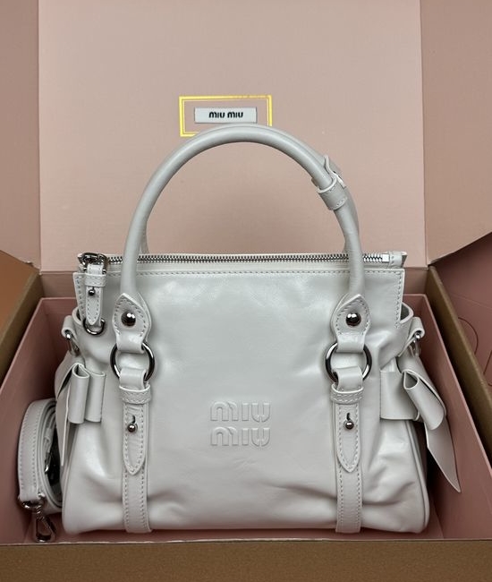 Miu Miu Ribbon Vintage Bow White Handbag 5BA327