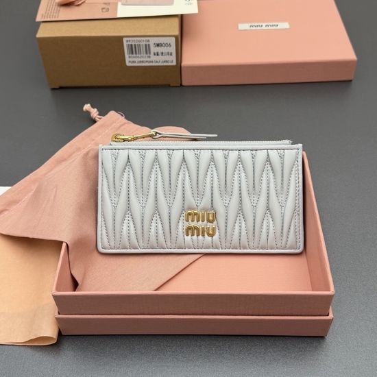 Miu Miu Matelasse Lamb Leather Zipper Card Holder 5MB006