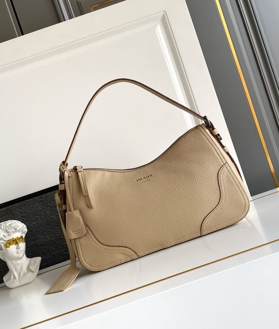 Prada Aimee Textured Leather Hobo Bag 1BC280