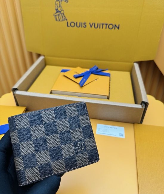 Louis Vuitton LV Damier Ebene Coated Canvas Wallet N64002