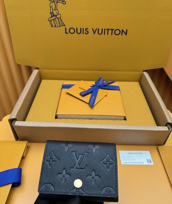 Louis Vuitton LV Grained Calfskin Card Holder M58456