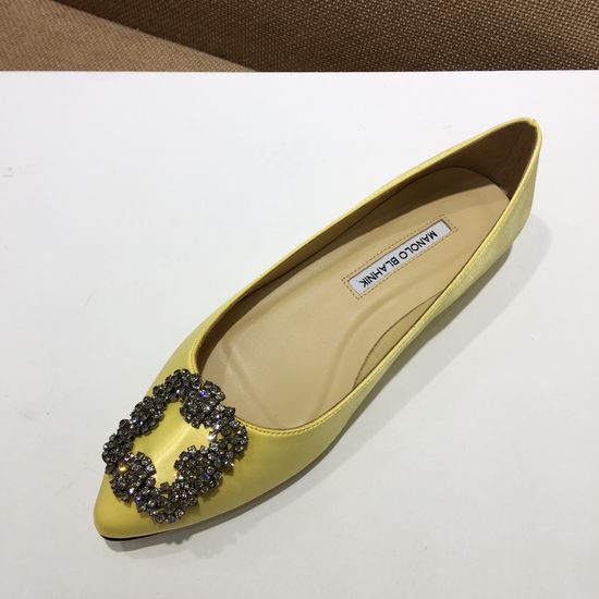 Manolo Blahnik Elegant Satin Upper Crystal Buckle Formal Daily Shoes