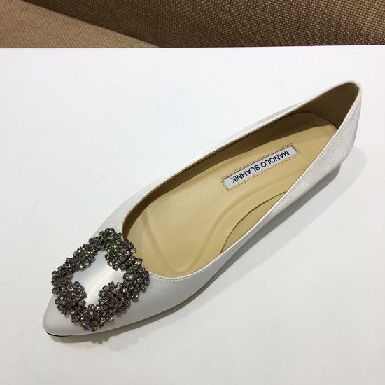 Manolo Blahnik Elegant Satin Upper Crystal Buckle Formal Daily Shoes