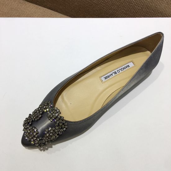 Manolo Blahnik Elegant Satin Upper Crystal Buckle Formal Daily Shoes