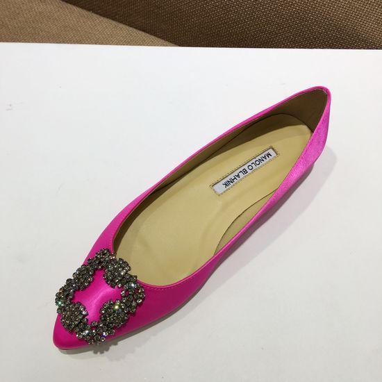 Manolo Blahnik Elegant Satin Upper Crystal Buckle Formal Daily Shoes