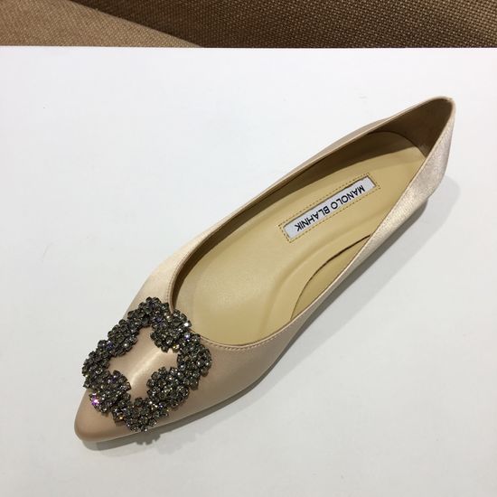 Manolo Blahnik Elegant Satin Upper Crystal Buckle Formal Daily Shoes
