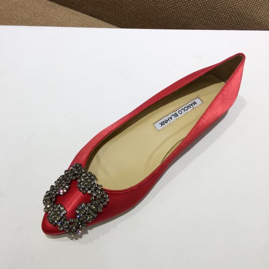 Manolo Blahnik Elegant Satin Upper Crystal Buckle Formal Daily Shoes