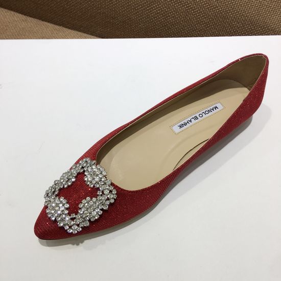 Manolo Blahnik Elegant Satin Upper Crystal Buckle Formal Daily Shoes