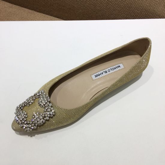Manolo Blahnik Elegant Satin Upper Crystal Buckle Formal Daily Shoes