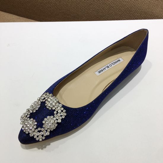 Manolo Blahnik Elegant Satin Upper Crystal Buckle Formal Daily Shoes