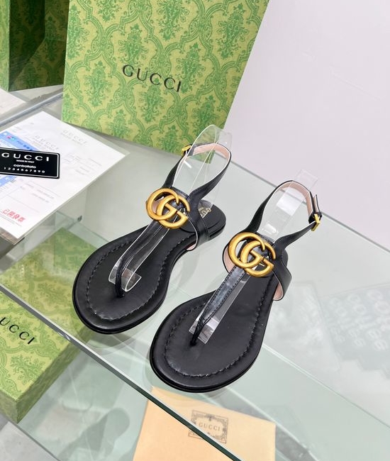 Gucci Cowhide Upper Thong Sandals with Sheepskin Lining