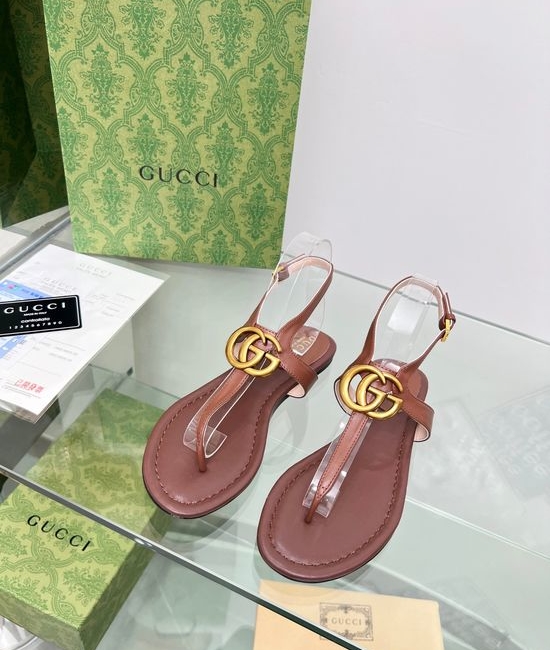 Gucci Cowhide Upper Thong Sandals with Sheepskin Lining